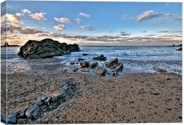 On The Beach At Dollar Cove Canvas Print by Rick Penrose