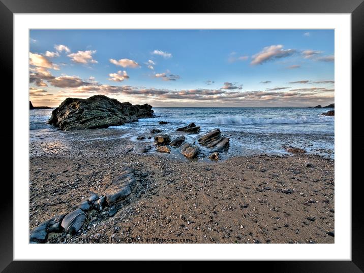 On The Beach At Dollar Cove Framed Mounted Print by Rick Penrose