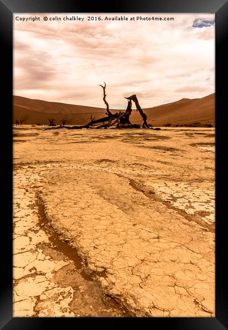 Salt and Clay Pan at Deadvlie, Namibia Framed Print by colin chalkley