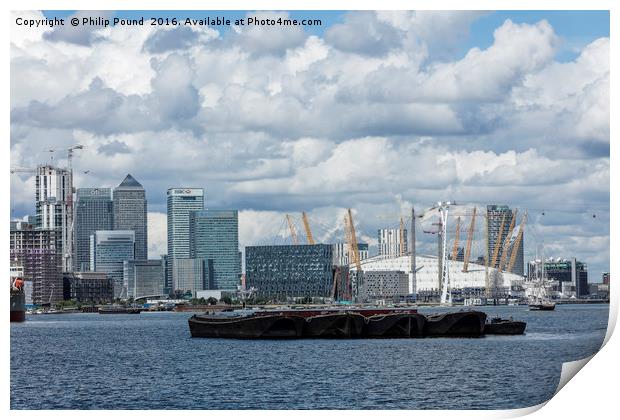 City of London and the O2 Arena at Docklands  Print by Philip Pound