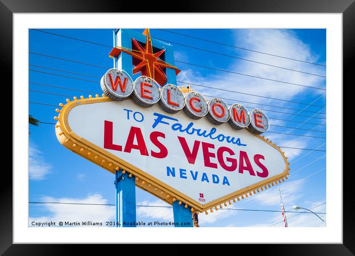 Welcome to fabulous Las Vegas Sign Framed Mounted Print by Martin Williams
