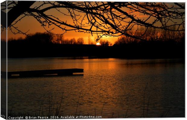 Sunset at Theale lakes Berkshire Canvas Print by Brian Pearce