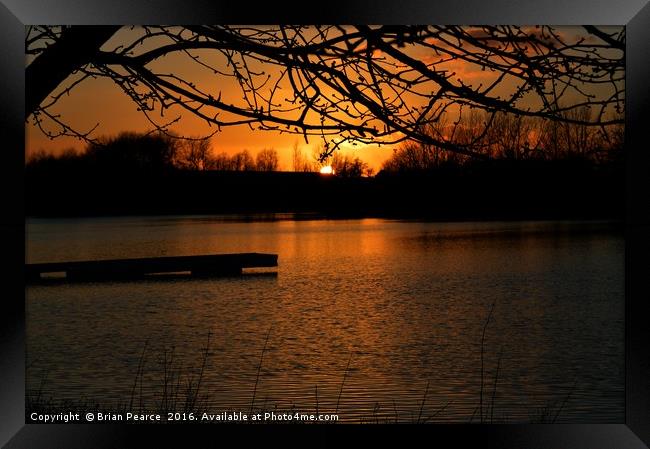 Sunset at Theale lakes Berkshire Framed Print by Brian Pearce
