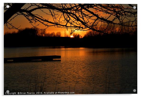Sunset at Theale lakes Berkshire Acrylic by Brian Pearce
