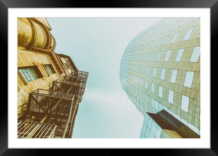 Old Versus New Architecture Framed Mounted Print by Radu Bercan