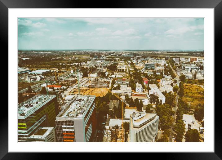 Aerial View Of Bucharest City Skyline Framed Mounted Print by Radu Bercan