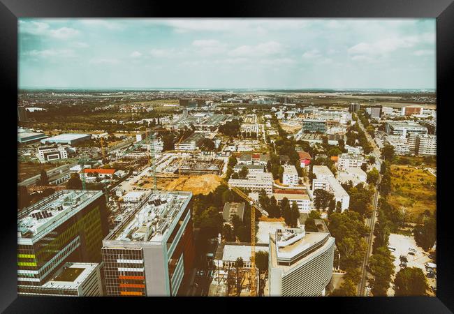 Aerial View Of Bucharest City Skyline Framed Print by Radu Bercan