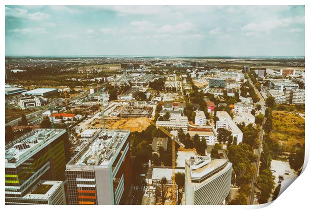 Aerial View Of Bucharest City Skyline Print by Radu Bercan