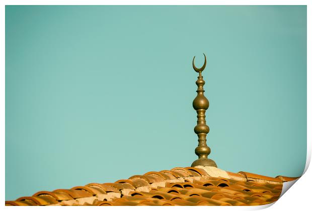 Islamic Religion Crescent Moon Sign On Mosque Print by Radu Bercan