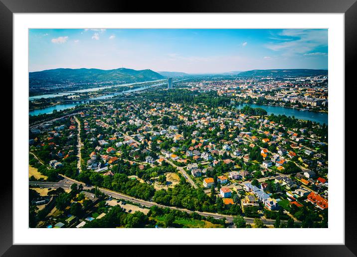 Aerial View Of Vienna City Skyline Framed Mounted Print by Radu Bercan