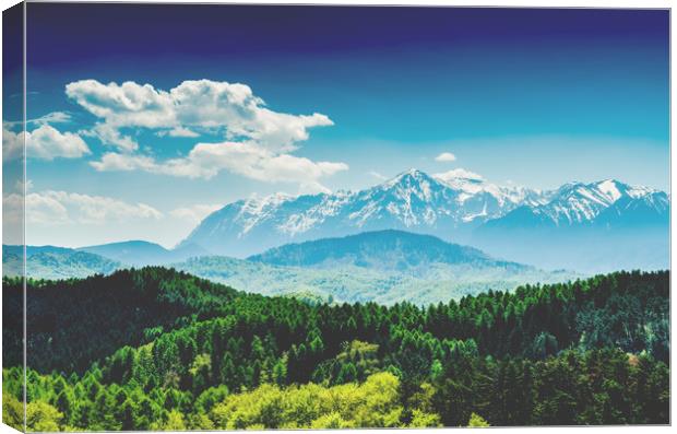Carpathian Mountains Landscape With Blue Sky Canvas Print by Radu Bercan