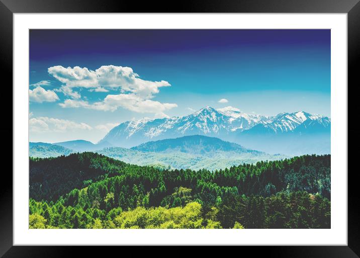 Carpathian Mountains Landscape With Blue Sky Framed Mounted Print by Radu Bercan