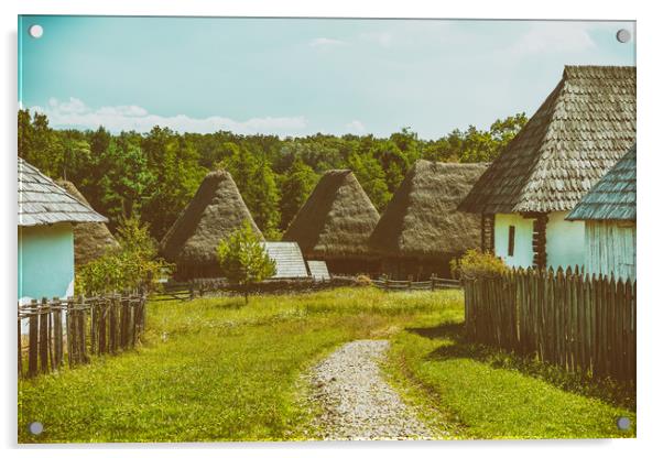 Old Romanian Village View In Romania Acrylic by Radu Bercan