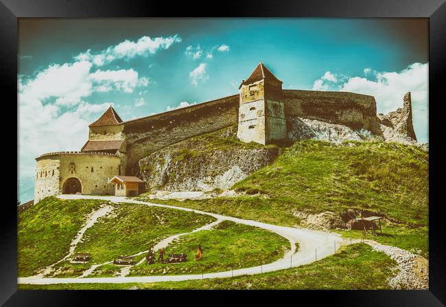 Rasnov Medieval Citadel In Romania Framed Print by Radu Bercan