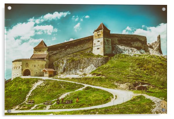 Rasnov Medieval Citadel In Romania Acrylic by Radu Bercan