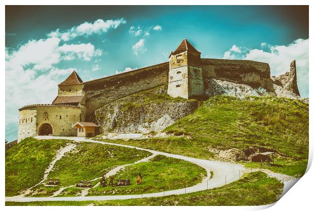 Rasnov Medieval Citadel In Romania Print by Radu Bercan
