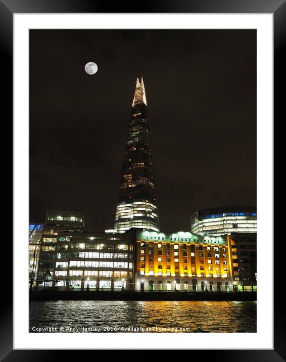The Shard at Night Framed Mounted Print by Andy Huntley