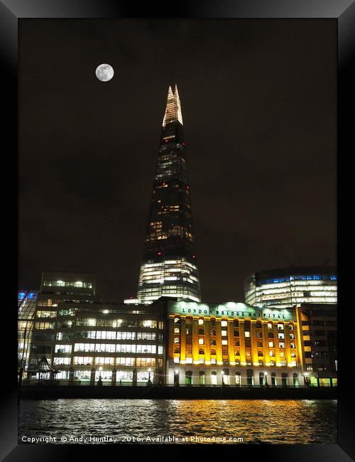 The Shard at Night Framed Print by Andy Huntley