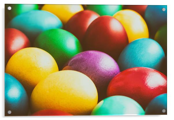 Colorful Easter Eggs In Basket Acrylic by Radu Bercan