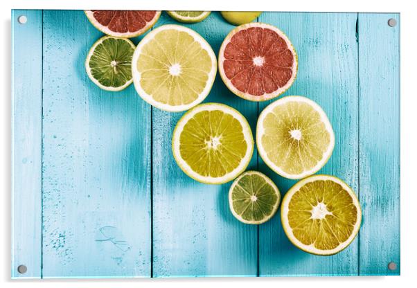 Orange, Grapefruit And Lemon Citrus Fruit Slices Acrylic by Radu Bercan