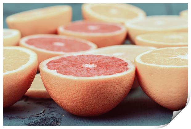 Orange, Grapefruit And Lemon Citrus Fruit Slices Print by Radu Bercan