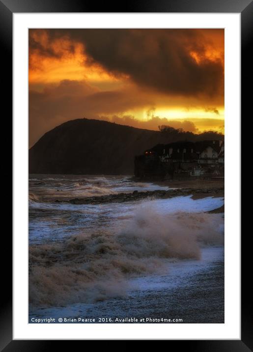Sunset in Sidmouth Framed Mounted Print by Brian Pearce