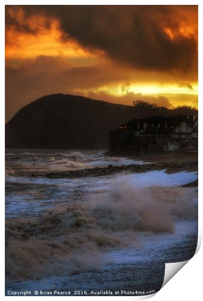 Sunset in Sidmouth Print by Brian Pearce