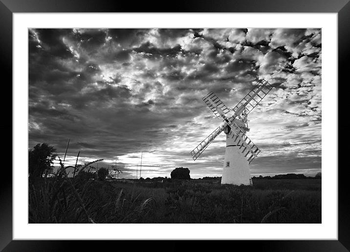 Thurne Mill in Black and White Framed Mounted Print by Stephen Mole