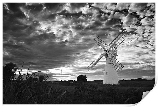 Thurne Mill in Black and White Print by Stephen Mole