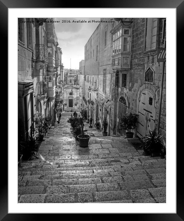 Valletta Street Framed Mounted Print by Diana Mower