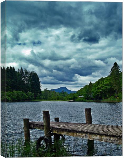 Jetty Over Loch Ard, Scotland. Canvas Print by Aj’s Images