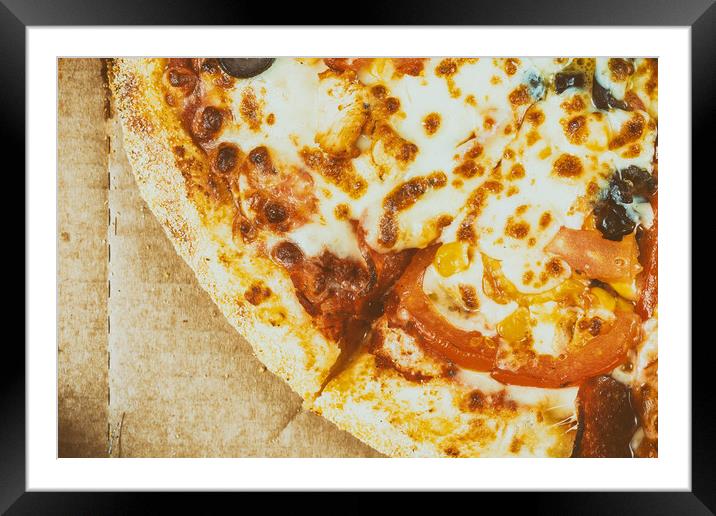 Italian Pizza With Mozzarella Framed Mounted Print by Radu Bercan