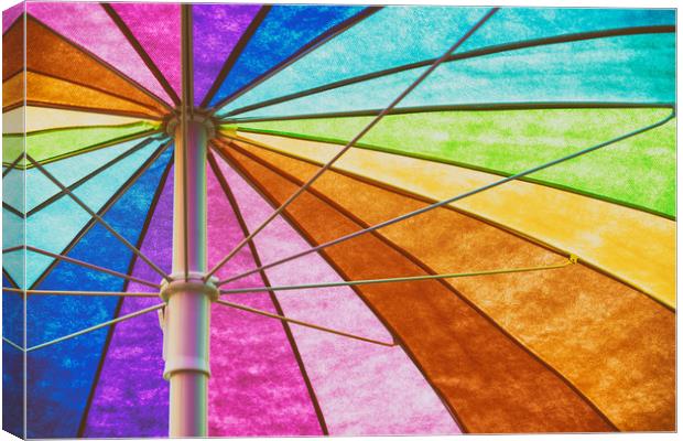 Rainbow Colored Umbrella Abstract Background Canvas Print by Radu Bercan