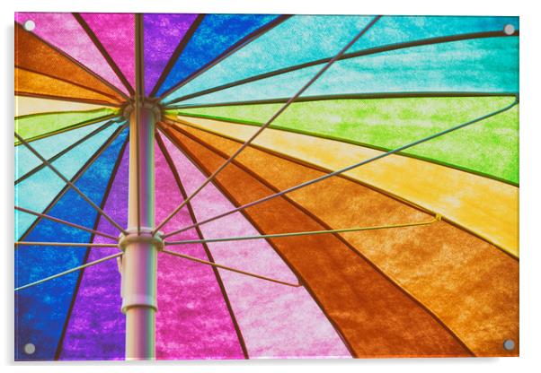 Rainbow Colored Umbrella Abstract Background Acrylic by Radu Bercan