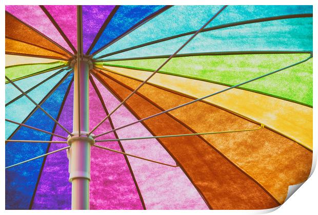 Rainbow Colored Umbrella Abstract Background Print by Radu Bercan