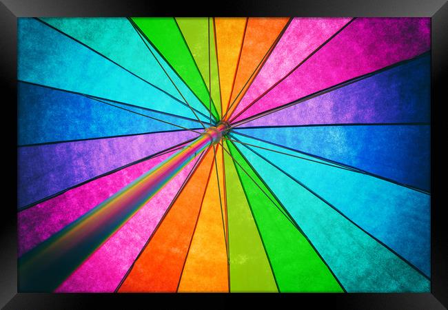 Rainbow Colored Umbrella Abstract Background Framed Print by Radu Bercan