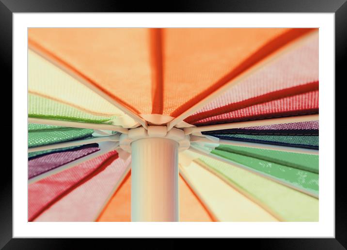 Rainbow Colored Umbrella Framed Mounted Print by Radu Bercan