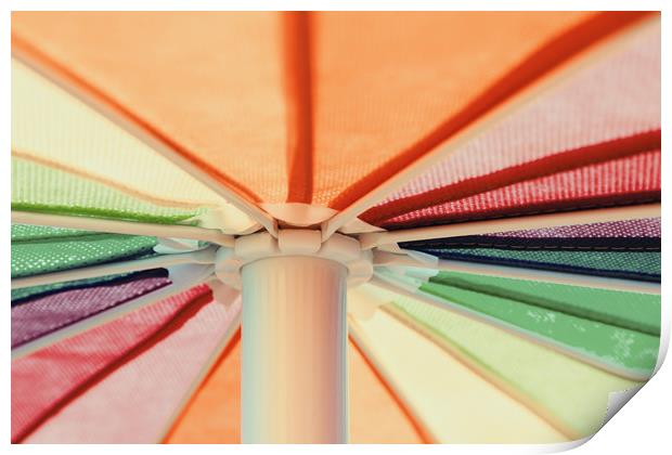 Rainbow Colored Umbrella Print by Radu Bercan
