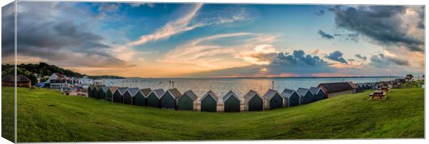 Gurnard Beach Hut Panorama Canvas Print by Wight Landscapes