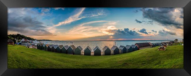 Gurnard Beach Hut Panorama Framed Print by Wight Landscapes