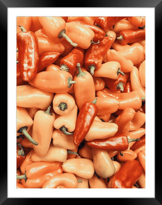 Red And Orange Capsicum In Vegetable Market Framed Mounted Print by Radu Bercan