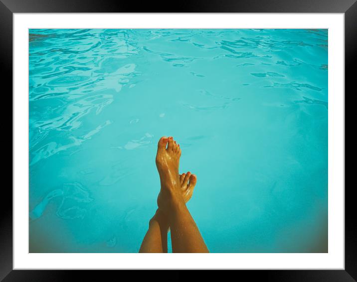 Young Girl Relaxing In Swimming Pool Framed Mounted Print by Radu Bercan
