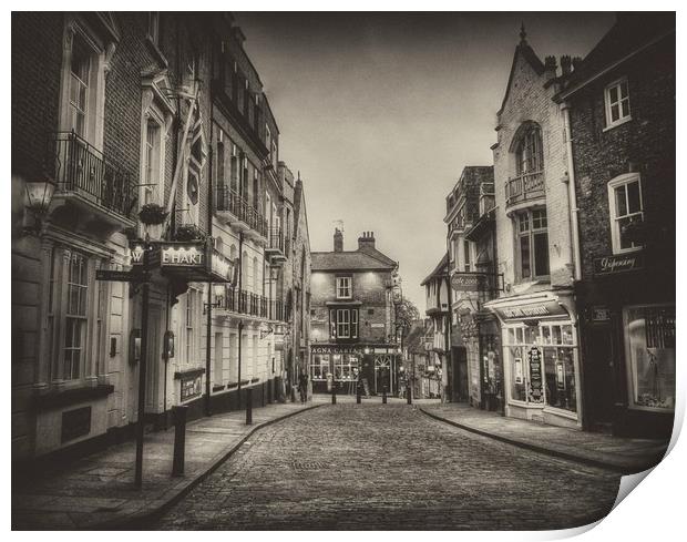 Cathedral quarter Lincoln a (wet plate  simulation Print by Jon Fixter