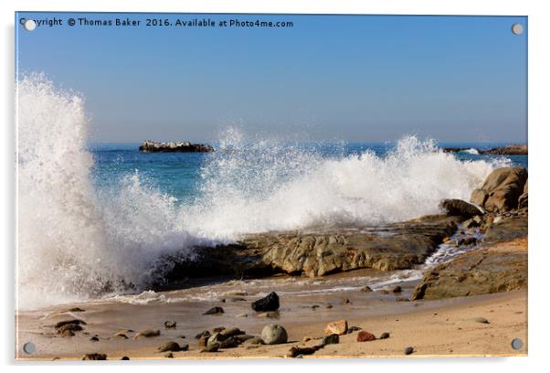 Ocean waves hitting rocks on Laguna Beach in Calif Acrylic by Thomas Baker