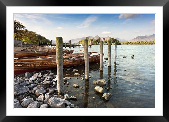 Boats and Poles on Derwent Water Framed Mounted Print by Stephen Mole