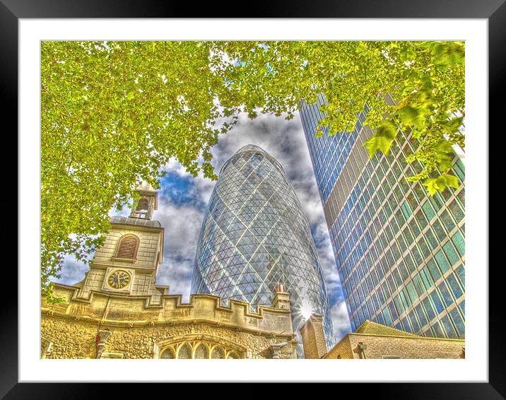 The Gherkin HDR Framed Mounted Print by David French