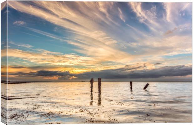 Western Beach Sunset Isle Of Wight Canvas Print by Wight Landscapes