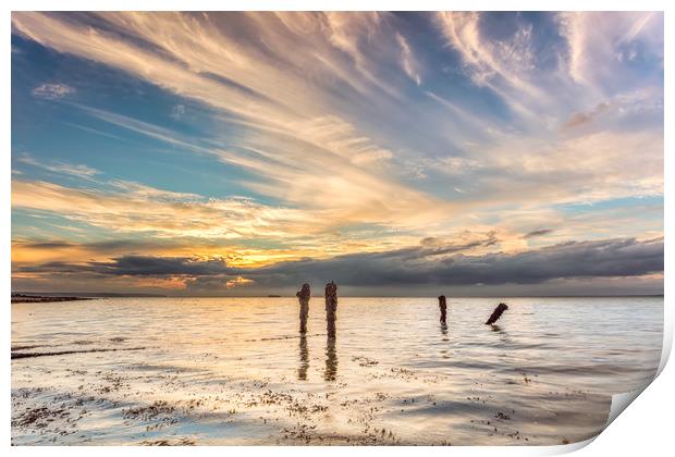 Western Beach Sunset Isle Of Wight Print by Wight Landscapes