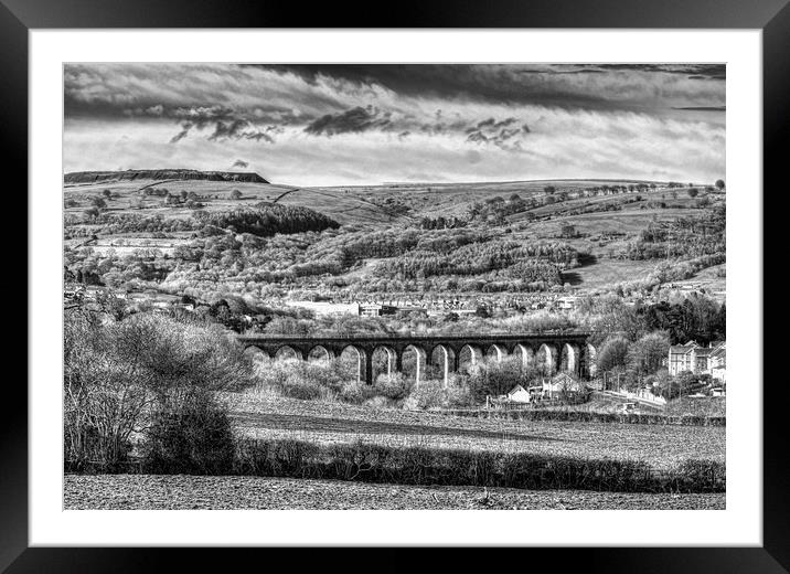 Hengoed Viaduct 2 Monochrome Framed Mounted Print by Steve Purnell
