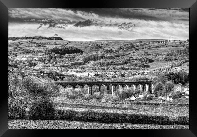 Hengoed Viaduct 2 Monochrome Framed Print by Steve Purnell